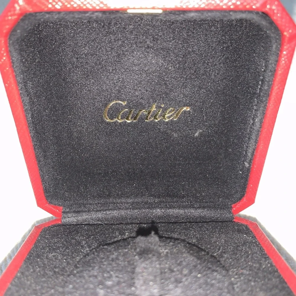 VTG - CARTIER JEWELRY BOX FOR PIN - RING? RED/GOLD/BLACK Push‎ Button Leather